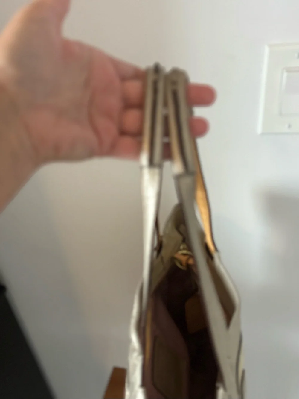 Coach Cream and Metallic Gold Signature Tote